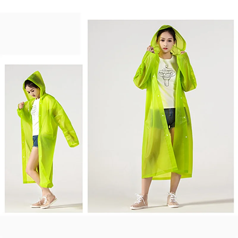 

EVA Adult Raincoat Portable Outdoor Travel Rainwear Unisex Thicken Waterproof Breathable Camping Hooded Ponchos Rain Cover Suit