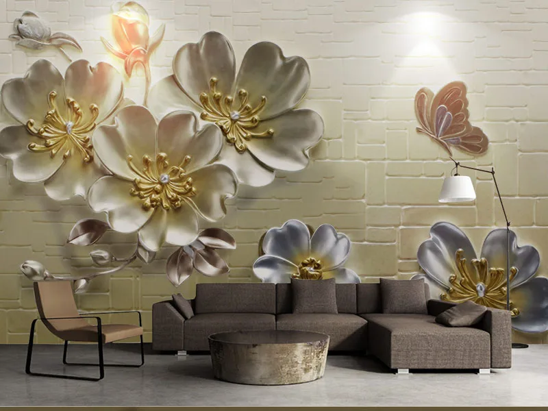 

3d Papel Murals Butterfly Flower Wallpaper for Living Room Sofa Background 3d Photo Murals 3d stone Wall paper 3d stickers