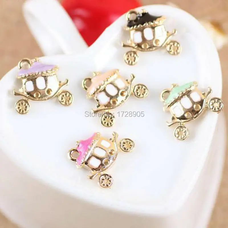 

Enamel Cinderella Carriage Charm Classical Oil Drop Metal Bracelet Charms DIY Jewelry Necklace 10 pcs 16*15 MM