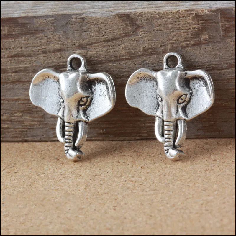 

High Quality 20 Pieces/Lot 23mm*26mm Antique Silver Plated Metal Alloy Elephant Charms Pendants