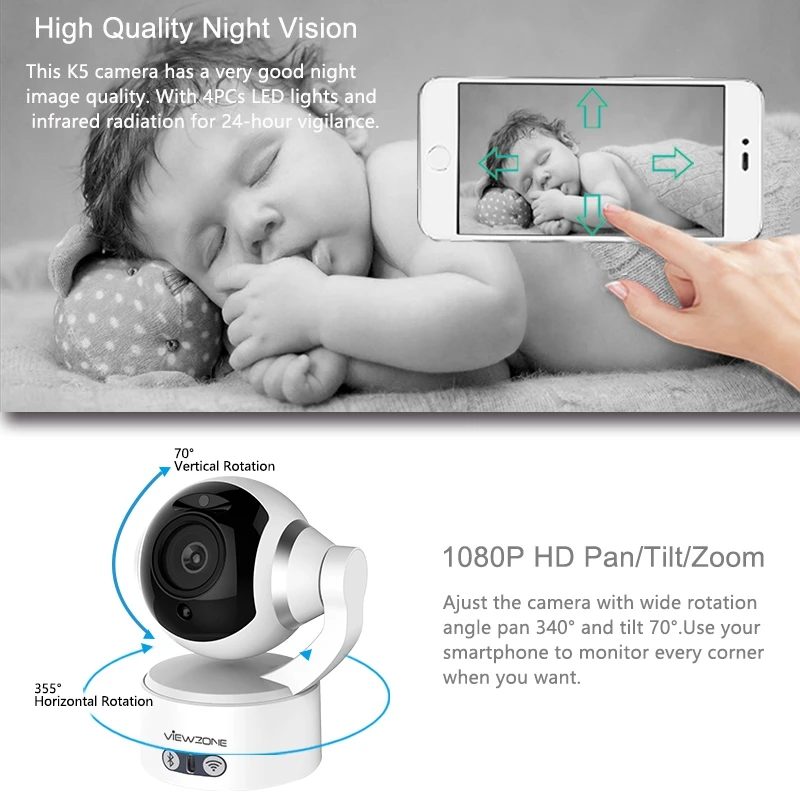 IP камера KEEPER HD 2.0MP 1080P Беспроводная с поддержкой Wi Fi и Bluetooth|security wifi camera|wireless ip cameraip