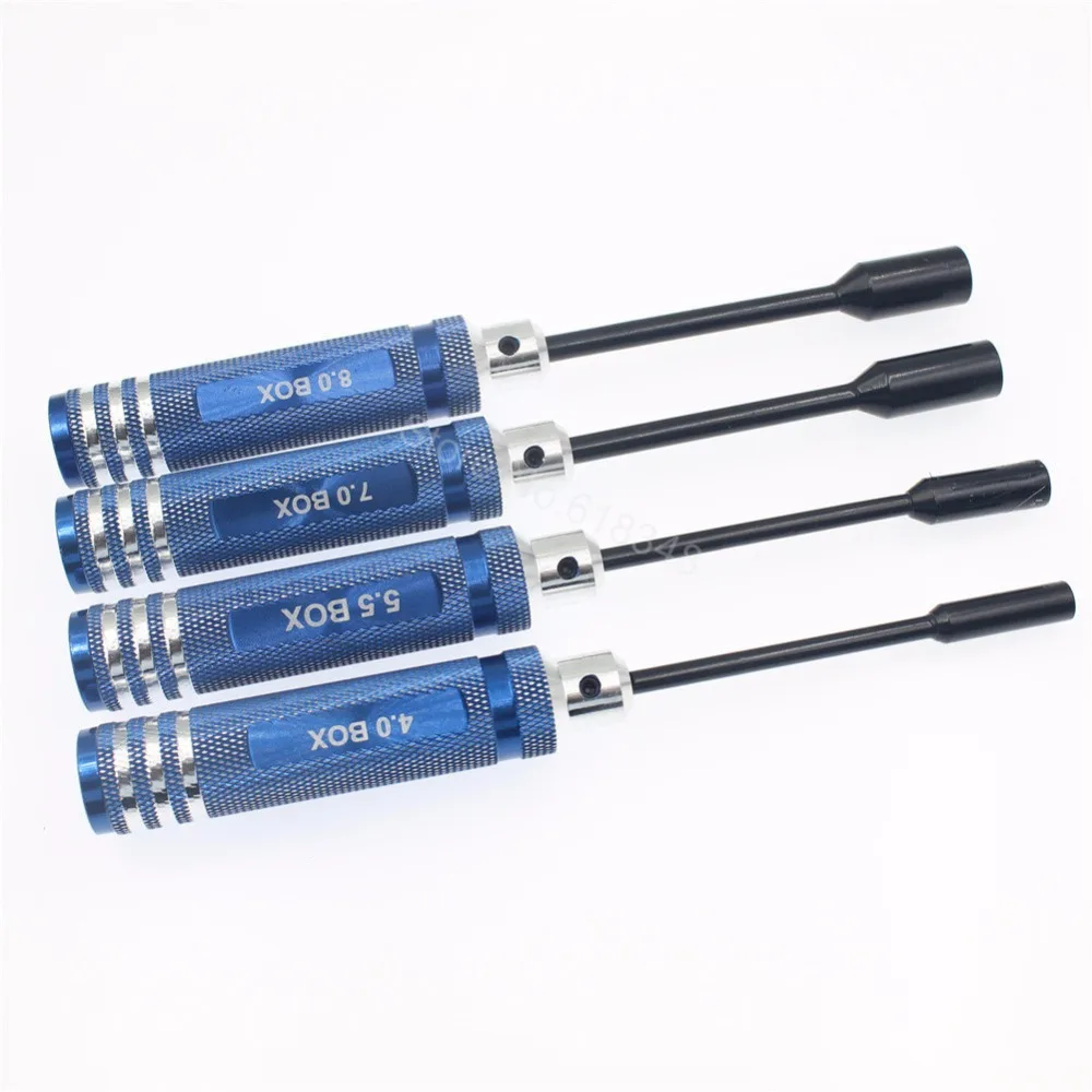 

4Pcs Hex Nut key Socket Screw Driver Wrench Spanner Box 4.0mm 5.5mm 7.0mm 8.0mm Repair Tools Kit For RC Car Quadcopter Drone