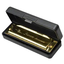 Шьет-губная гармошка с изображением лебедя 10 отверстий ключ с золотым корпусом с корпусом Губная гармошка металлическая сталь новый