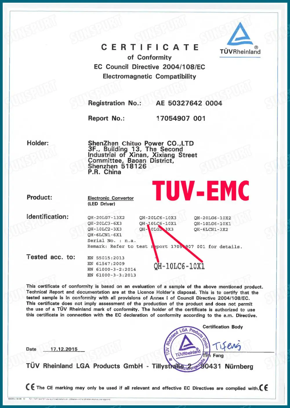 lc6w 10w 20w TUV-EMC Cert01