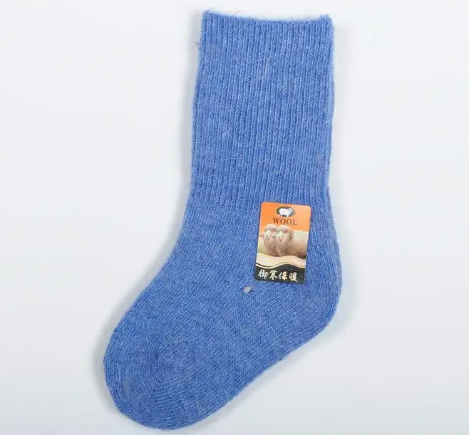 Шерстяные Носки для мальчиков и девочек 0-1 лет, Детские теплые Чулочные изделия, детская осенне-зимняя одежда, хлопковые носки, 20 пар/лот - Цвет: Синий