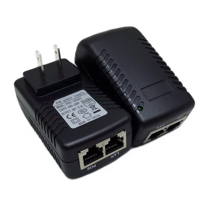 DC48V 0.5A 10/100 Мбит/с PoE Инжектор питания через Ethernet адаптер, pin 4/5(+), 7/8(-), AC100-240V, ip-камера