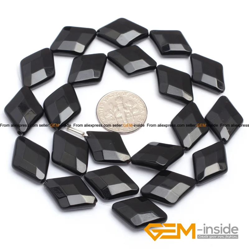 Rhombus Faceted Black agat Beads Natural Stone Bead DIY For Jewelry Making Strand 15 inches Wholesale