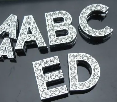 

20PCS/lot 18MM DIY Full Rhinestone Slide Letter " A--M Can Choose Each Letter " Fit For Keychains & Pet Collar