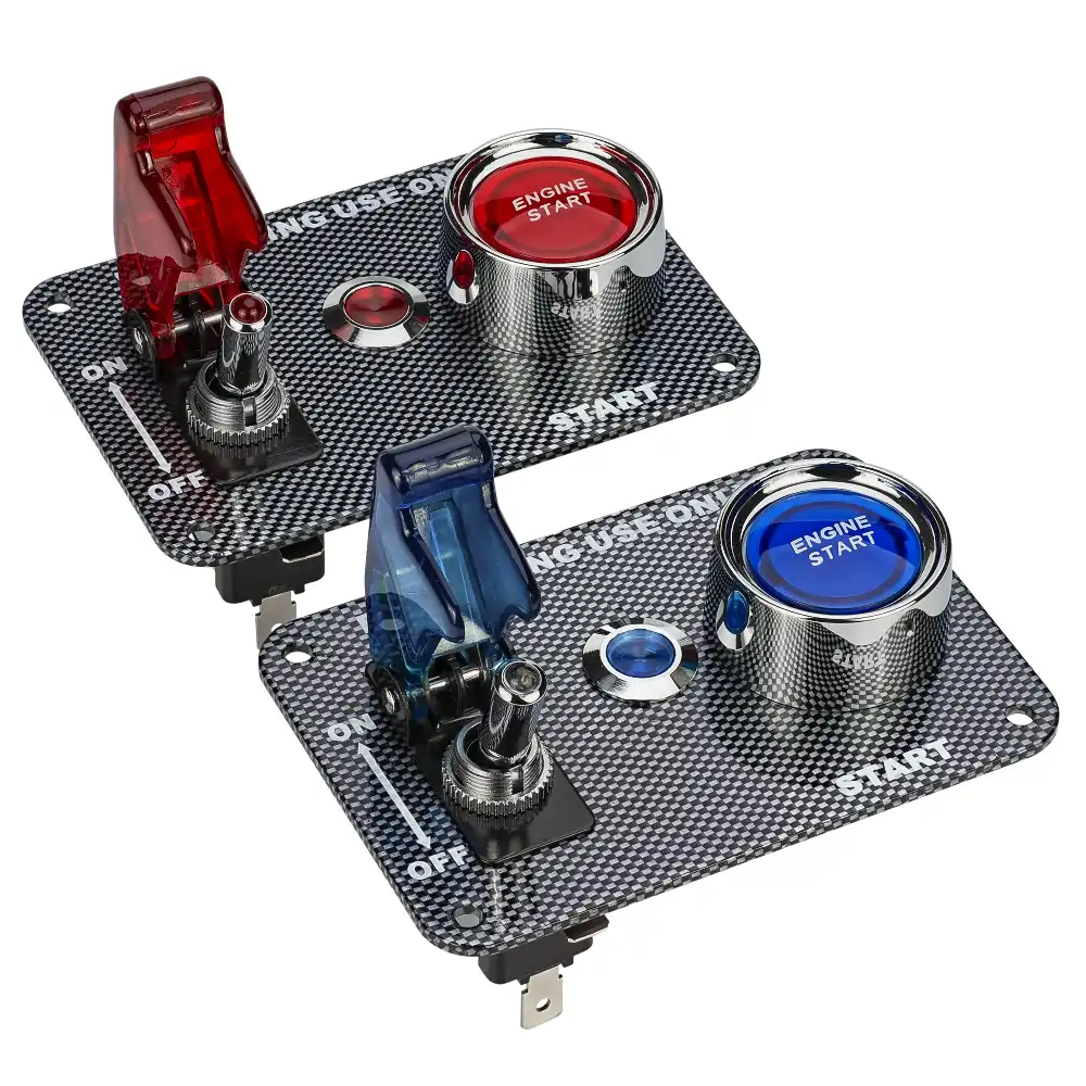 Pannello Interruttori di Accensione per Auto da Corsa 12V con Interruttori a Levetta per Pulsante di Avviamento del Motore Pannello in Fibra di Carbonio Luce LED per Auto da Corsa Barca Camion