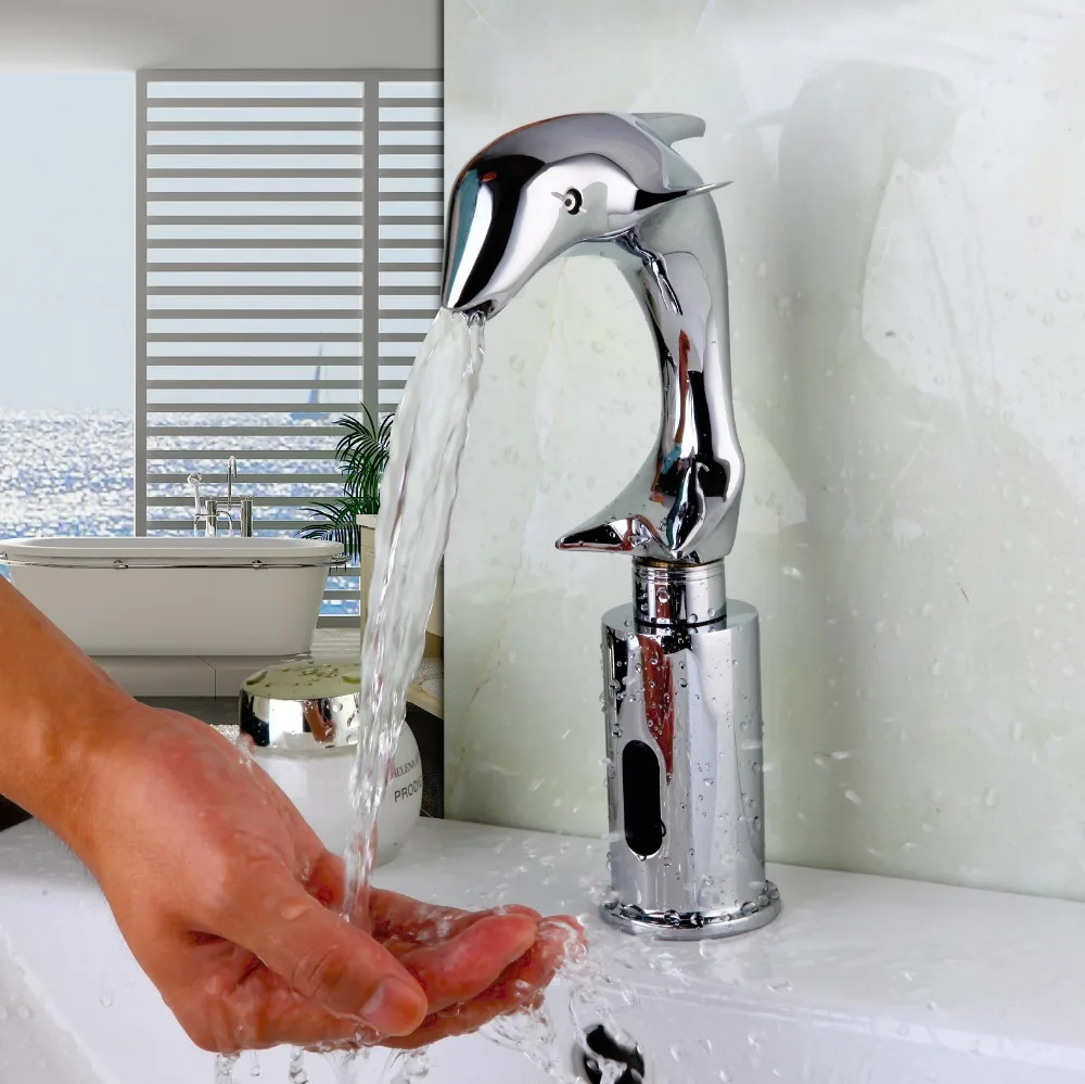 

Contemporary Sense Basin Faucet Single Hole Deck Mounted Ceramic Litter Dolphin Modern Sense Basin Faucet