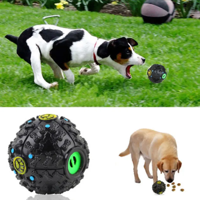 

Hot Pet Dog Cat Food Dispenser Squeaky Giggle Quack Sound Training Toy Chew Ball Feeders Container Toys For Dog