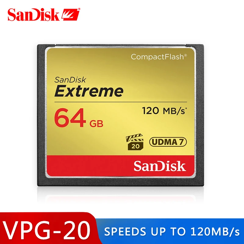 Двойной Флеш-накопитель SanDisk Memory Card Extreme CompactFlash 16 ГБ 32 ГБ 64 ГБ 128 ГБ карта CF 800X VPG-20 120 МБ/с. для богатых 4K и Full HD видео SDCFXS