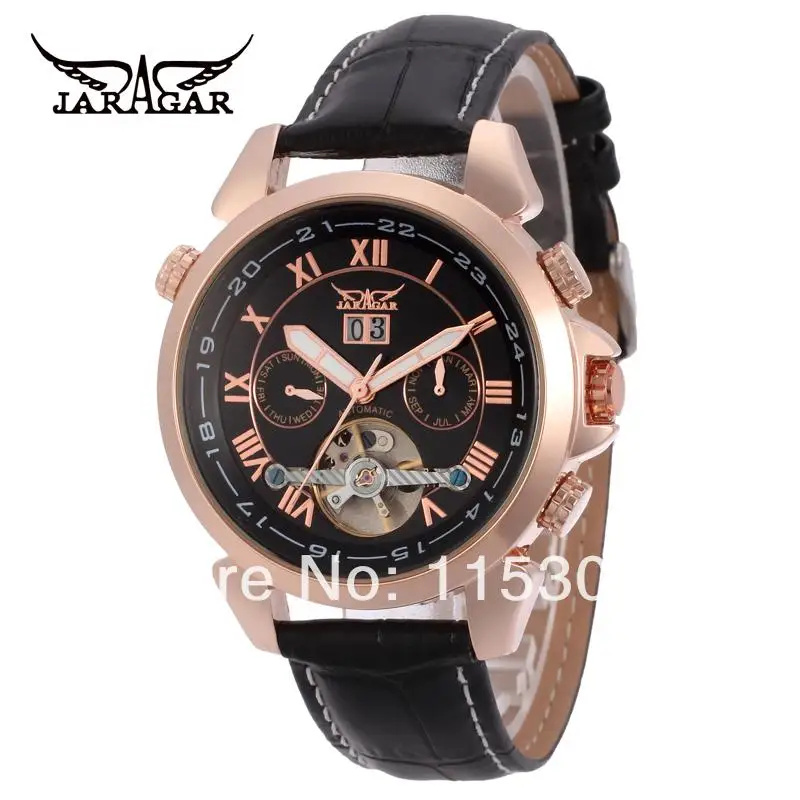 

JARGAR JAG057M3R2 Day Date Display Calendar Tourbillon Analog Men's AUTOMATIC Watch HOT SALE SHIPPING FREE