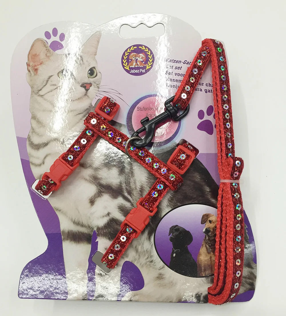 

480 pcs/lot Cat Harness And Leash Hot Sale Nylon Animals Adjustable Pet Traction Harness Belt Cat Kitten Halter Collor