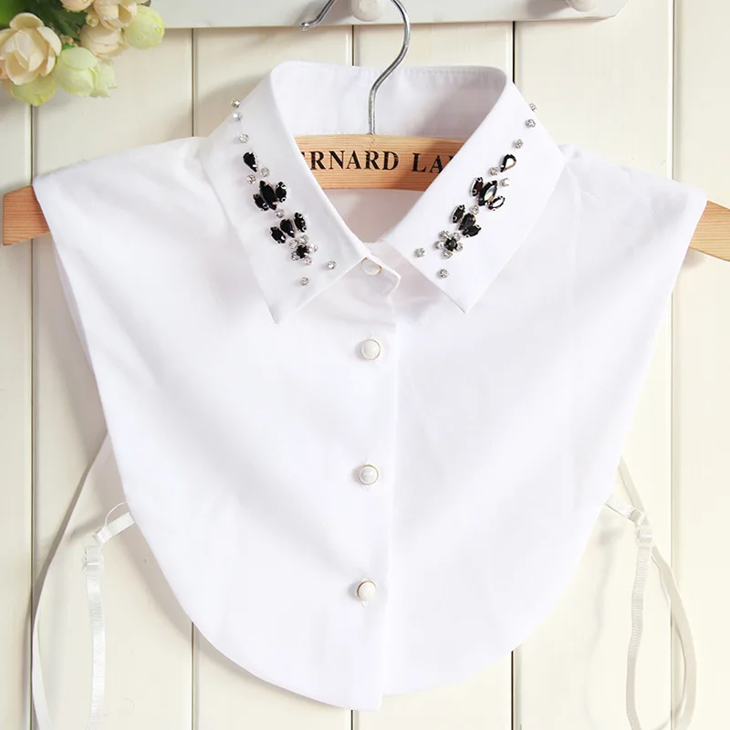Новая мода Поддельный Воротник Женская белая рубашка ожерелья цвет воды алмаз блузки ложный воротник свитер Прямая
