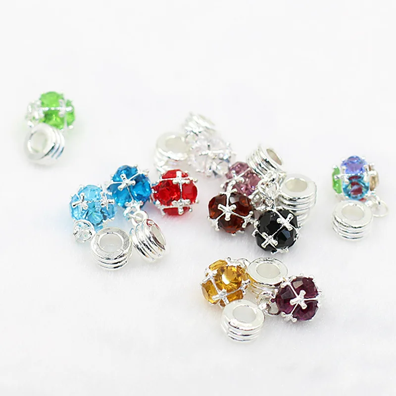

six surface crystal ball pendant alloy Faceted ball pendant fit European Charm bracelet necklace production DIY