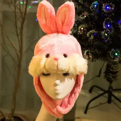 Кролик плюшевая шапочка в виде животного мультфильм милая кукла реквизит для фотосессии косплэй плюшевые игрушки шляпа Рождество