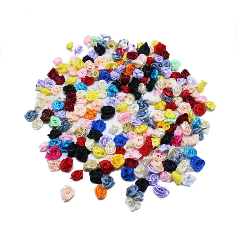 

100pcs/lot 1cm Mix Colors Pretty Emulate Flannelette Rose Flowers without Leaves for Wedding Party DIY Decorative Accessories