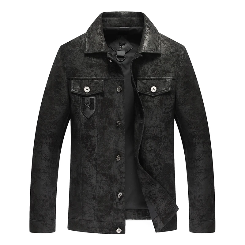 Популярная мода в 2019 году новая кожаная куртка, натуральная кожа, овчина, мотоциклетная Мужская куртка, кожаная мужская куртка, байкерская