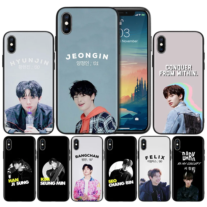 

Stray Kids Woojin Chan Changbin Soft TPU Black Silicone Case Cover for iPhone 7 8 XS Max XR X 6 6S 5 5C 5S SE Plus