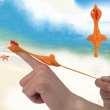 

11.5CM Novelty Gags & Practical Joke Toys Funny Laugh Rubber Chicken Stretchy Flying Turkey Finger Birds Sticky Random Color
