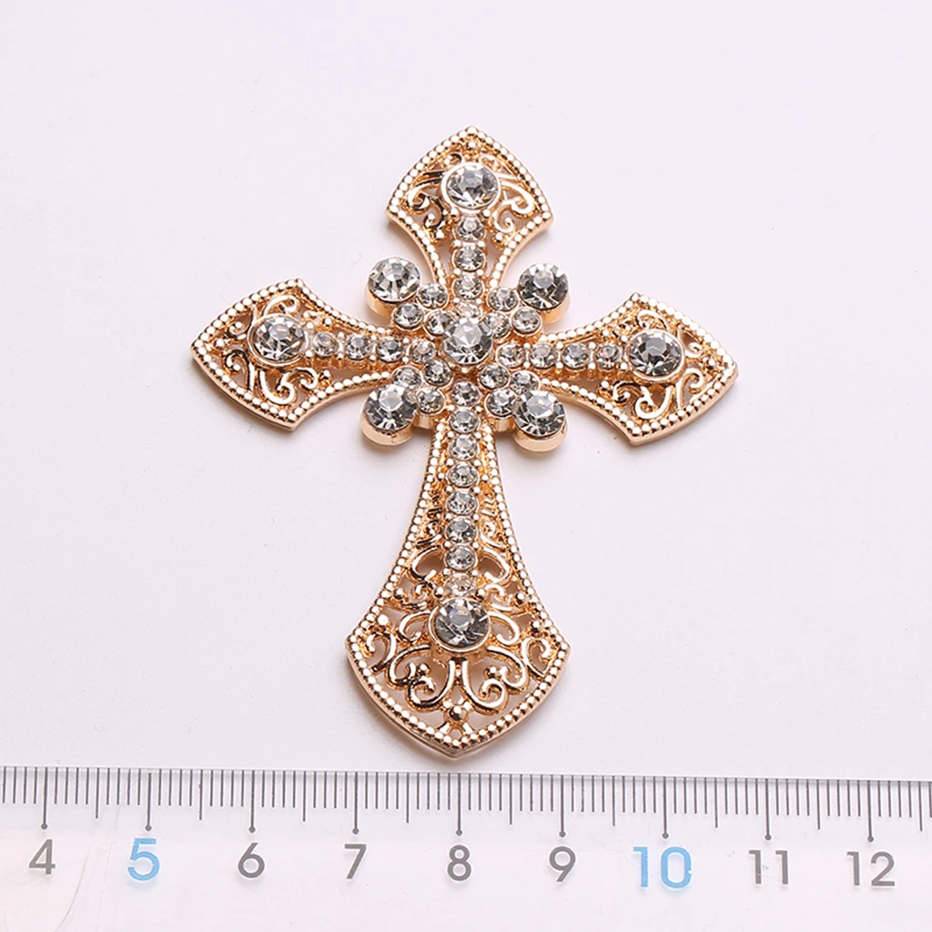 

5 Piece Rhinestone Cross Shape Embellishments for Brooches Clothes Decoration Flatback Scrapbooking Crafts