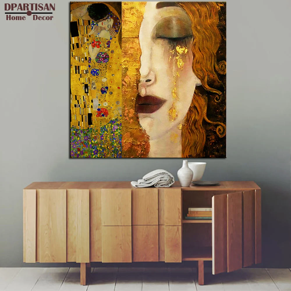 

Large sizes Klimt Portrat woman in gold print wall art decoration oil painting wall painting picture No framed abstact painting