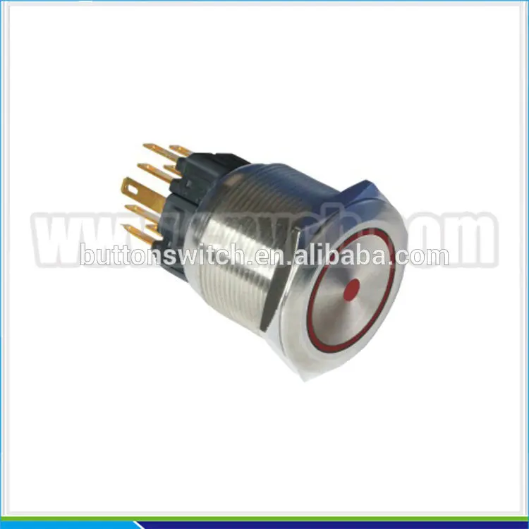 2505 25mm Ring lamp brass doorbell 24VDC red led metal push button switch