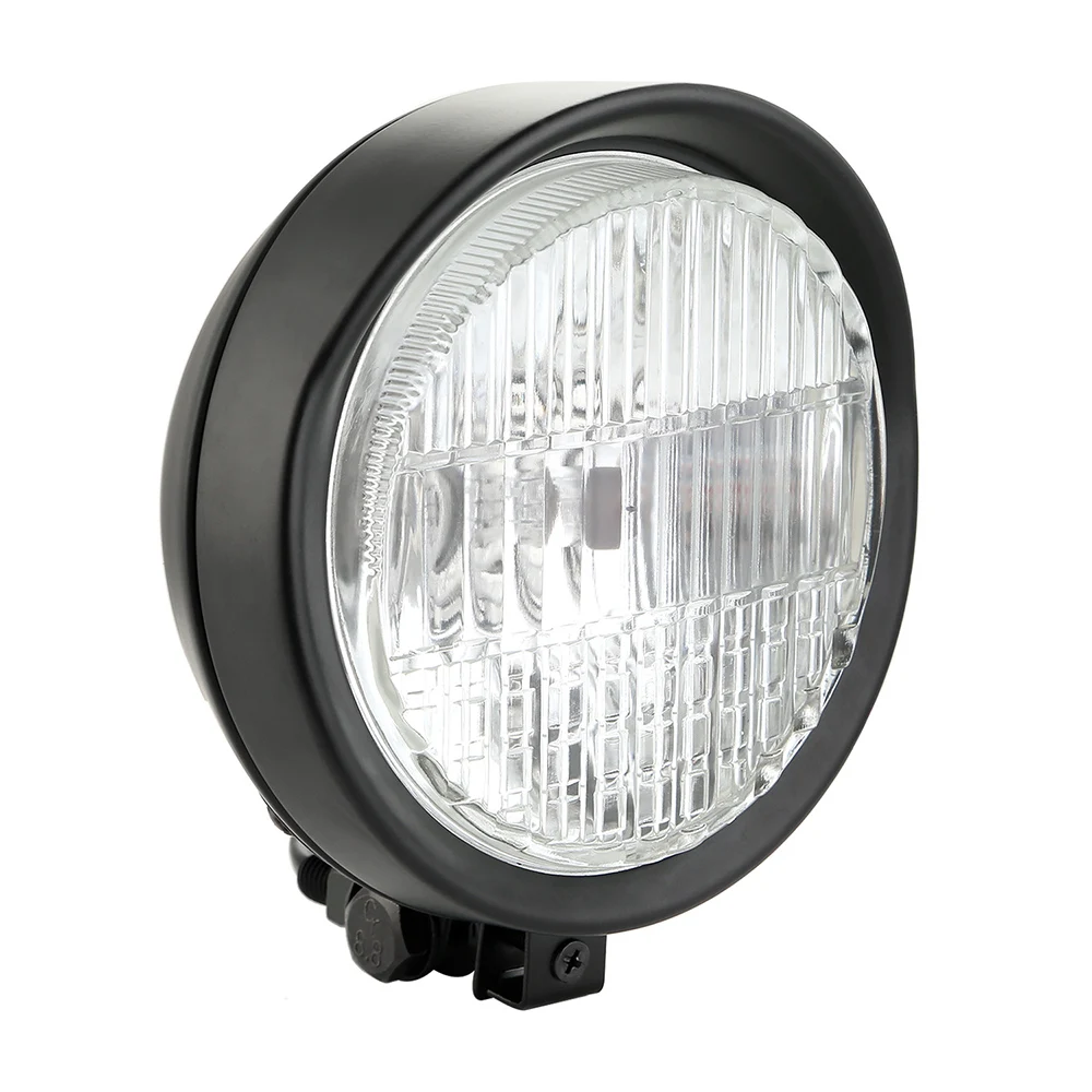 Lesoleil Black Vintage 5.8" Motorcycle LED Headlight with Visor Clear