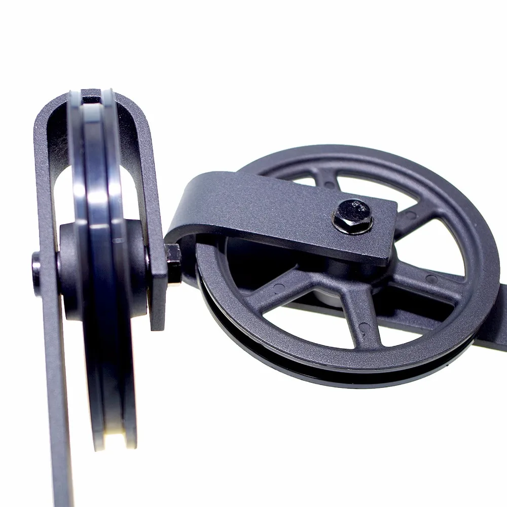 LWZH Rustic Wood Door Closet Hardware Kit Sliding Barn Door Black Arrow Flower Shaped with Big Rollers for Sliding Single Door