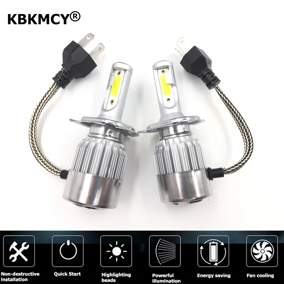 

KBKMCY h4 hb4 Car Led Headlight Turbo Bulb Light 6000K 36V 8000LM Super Bright Fog Saving Led Lamp for auto 2PCS/LOT
