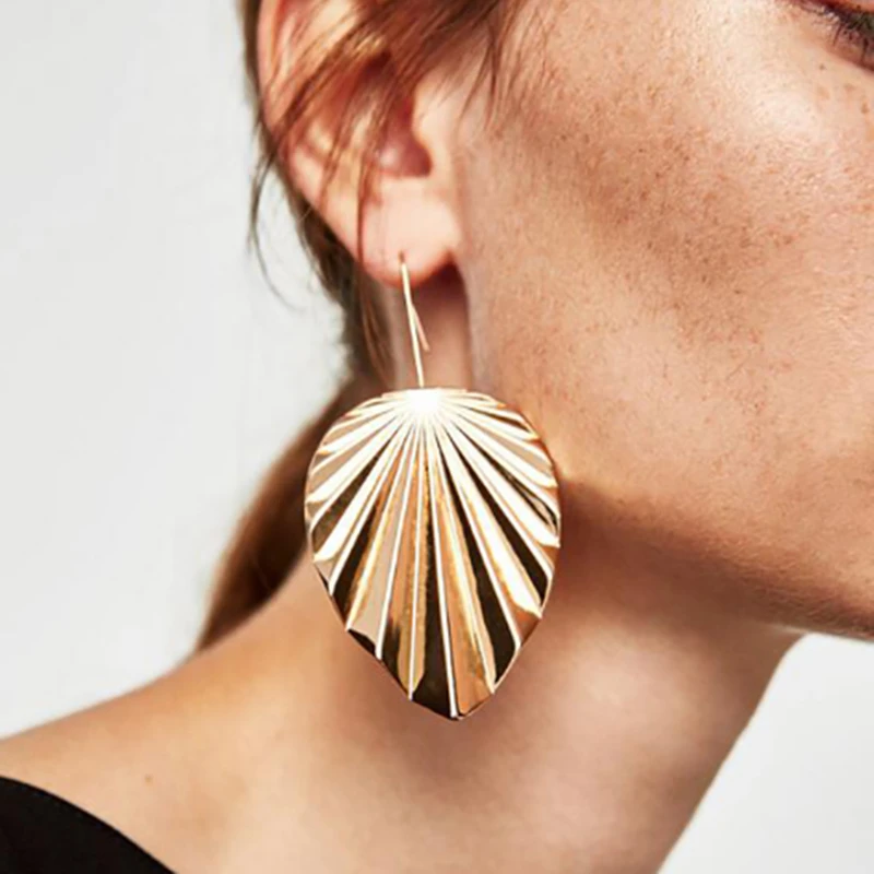 

E0445 Fashion Design Jewelry Metal Leaf Drop Earrings Hot Sale Statement Vintage Maxi Dangle Earrings For Women Gift Wholesale