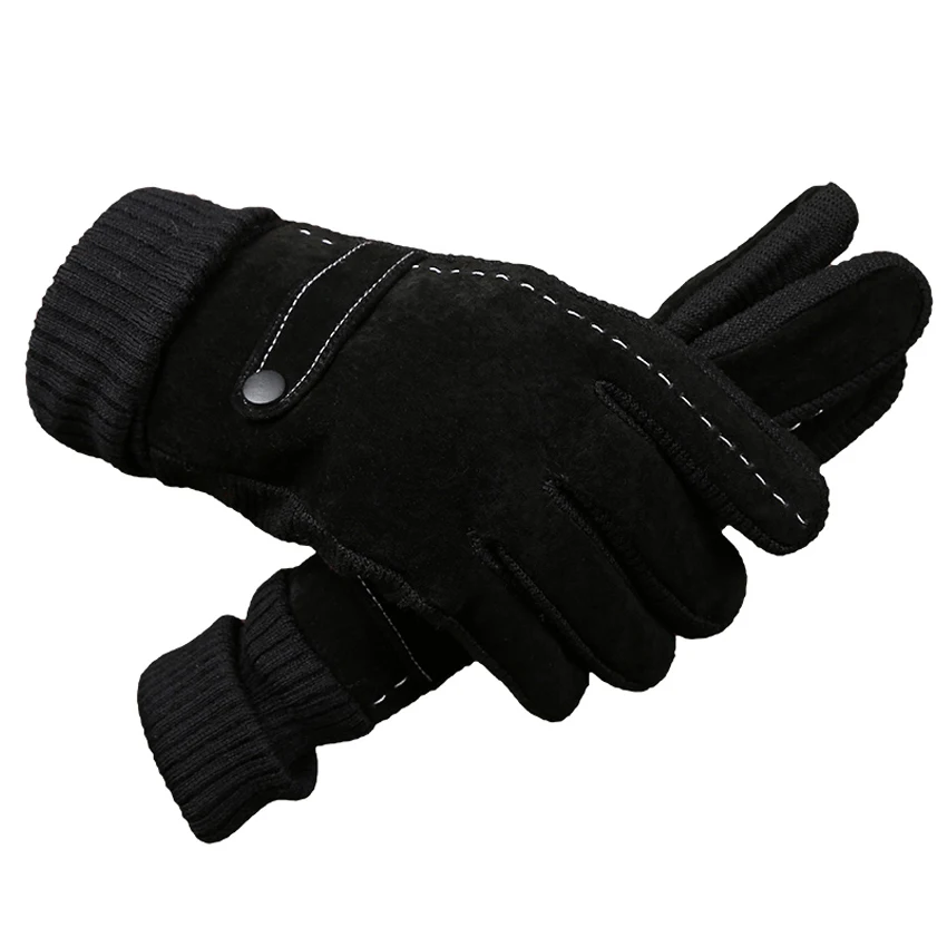 

Vintage British Style Men Gloves Winter Anti-skid Cycling Finger Gloves Leather Plaid Warm Plush Motorcycle Hand Wear Outdoor