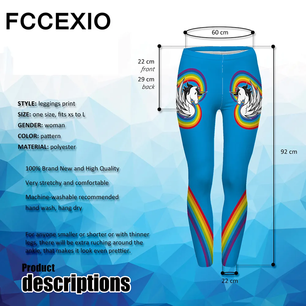 FCCEXIO новый бренд леггинсы с рисунком единорога для женщин леггинсы для фитнеса леггинсы пикантные брюки для девочек Высокая талия Push Up