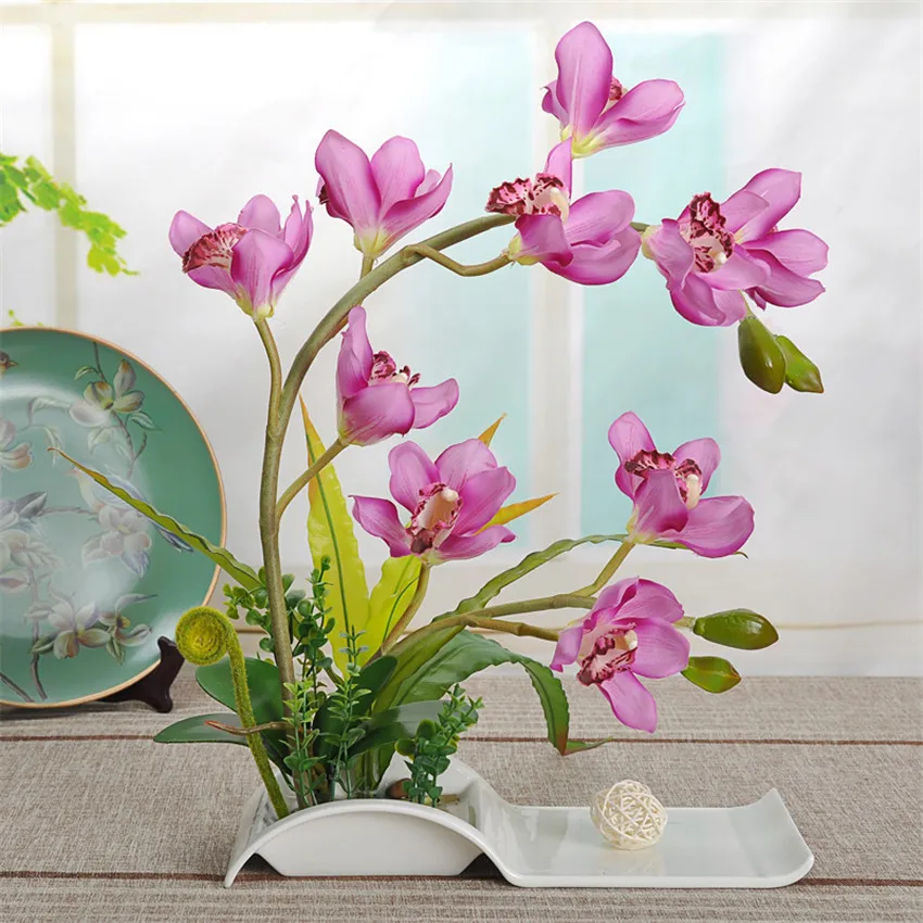 Decorative Flowers Artificial Bonsai with Ceramic Dish for 