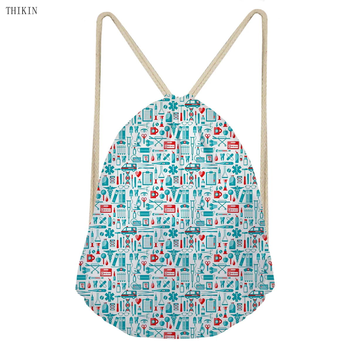 

THIKIN Backpack Women Nursing Printed Swimming Bag Waterproof Draw-string Style Sport Bags for Beach Kids Girls Logo Custom