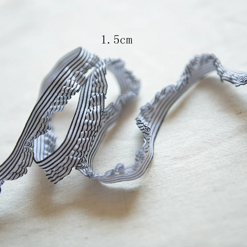 

Black stripes elastic agaric and lace Lace accessories 1.5 cm wide elastic corrugated lace G340