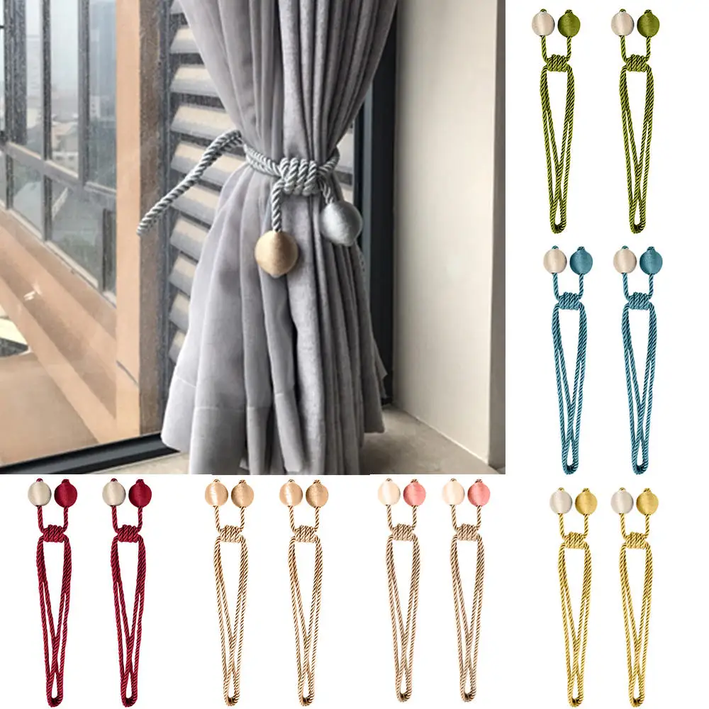 

2pcs Hand Made Curtain Straps Simple Hanging Ball Hook Tied Ropes Tiebacks Windows Wall Hook Home Window Accessaries