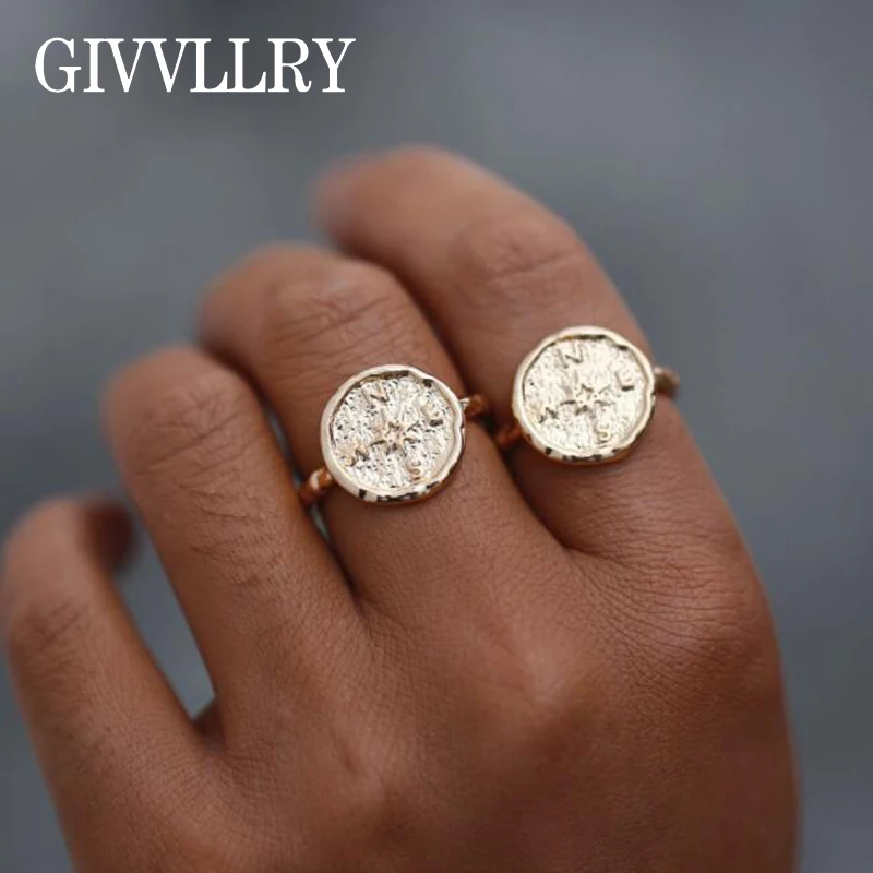 

GIVVLLRY Creative Irregular Compass Midi Rings for Women Minimalist New Fashion Finger Accessories Retro Knuckle Rings Jewelry
