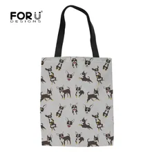 FORUDESIGNS/Симпатичные Чихуахуа печати для женщин Холст Tote хозяйственная сумка складная продуктовые многоразовые тканевые сумки для девочек модные сумки