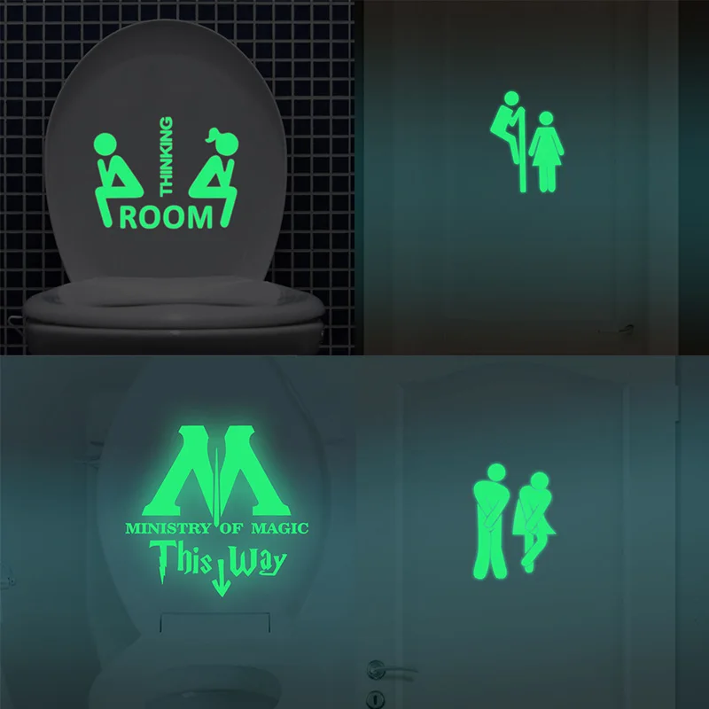 

Luminous Switch Toilet Sticker Glow in the Dark Wall Sticker Door Home Decor Kid Thinking Room Bathroom Paper Ministry Of Magic