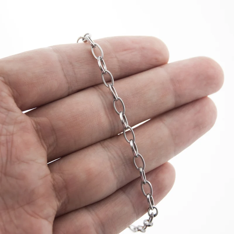 

Stainless Steel 4mm Thin Oval ROLO Chain Bracelet Women Wrap Hand Anklet Bracelet Fashion Jewelry Gift Friendship Wholesale 10