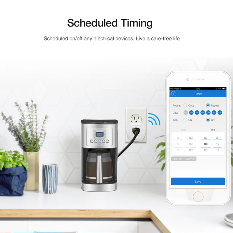 Lonsonho Wifi Smart Plug US Mini Smart Socket Outlet Energy Saver Works With Google Home Mini Assistant Alexa Smart Home Modules