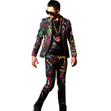 Мужские с принтом модные повседневные блейзеры пальто на заказ мужской уличная хип хоп тонкий костюм куртка сценический танцор певец DJ костюмы