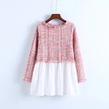 2018 Autumn Women Casual Colorblock Shirt Tops Tweed Multicolor Blouse Spring Round Neck Long Sleeve Shirt 2018 Autumn Women Casual Colorblock Shirt Tops Tweed Multicolor Blouse Spring Round Neck Long Sleeve Shirt