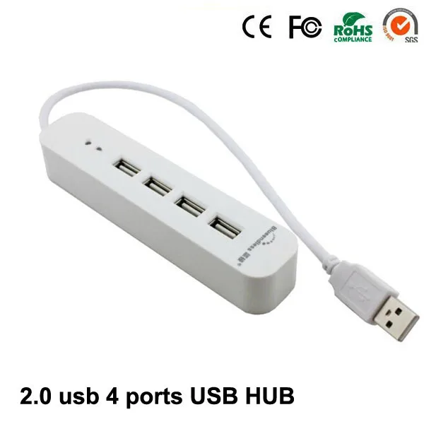 

Portable Plastic 4 Ports USB 2.0 hub Black white for USB Mouse Keyboard U Disk Card Reader USB 2.0 HUB for High Transfer Rate