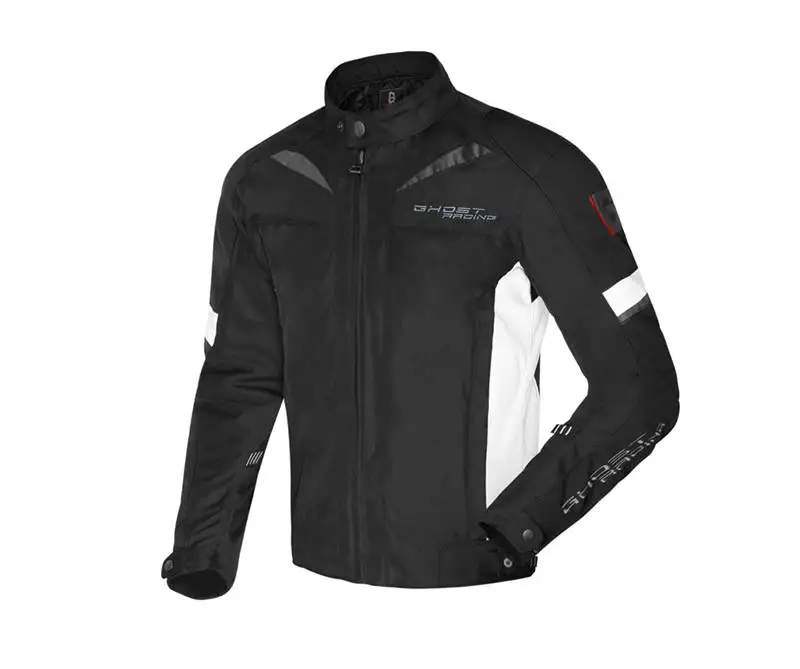 GHOST куртка для мотоспорта Защитная Экипировка для езды на мотоцикле мужская летняя дышащая мотоциклетная одежда мотоциклетные костюмы - Цвет: Only Black and white
