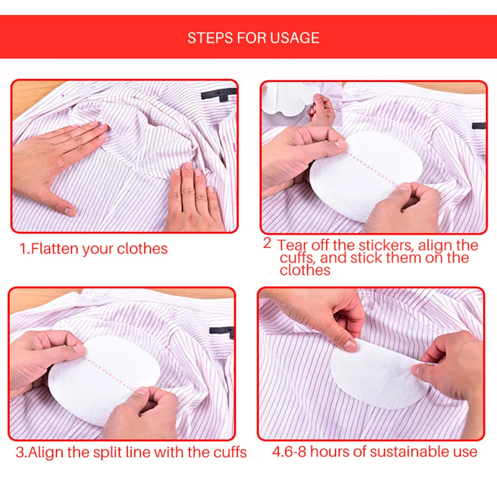 50PC Underarm Pads Dress Underarm Armpi Sweat Pads Under Arms Deodorant Sweat Pads Portable Hygienic Keep Stay Cool Fibrics