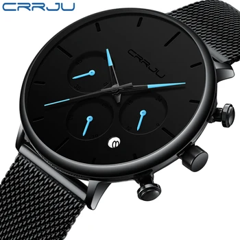 

Mens Watches Top Brand CRRJU fashion Unique Style Luxury Chronograph Sport Watch Men Waterproof Military Clock Relogio Masculino