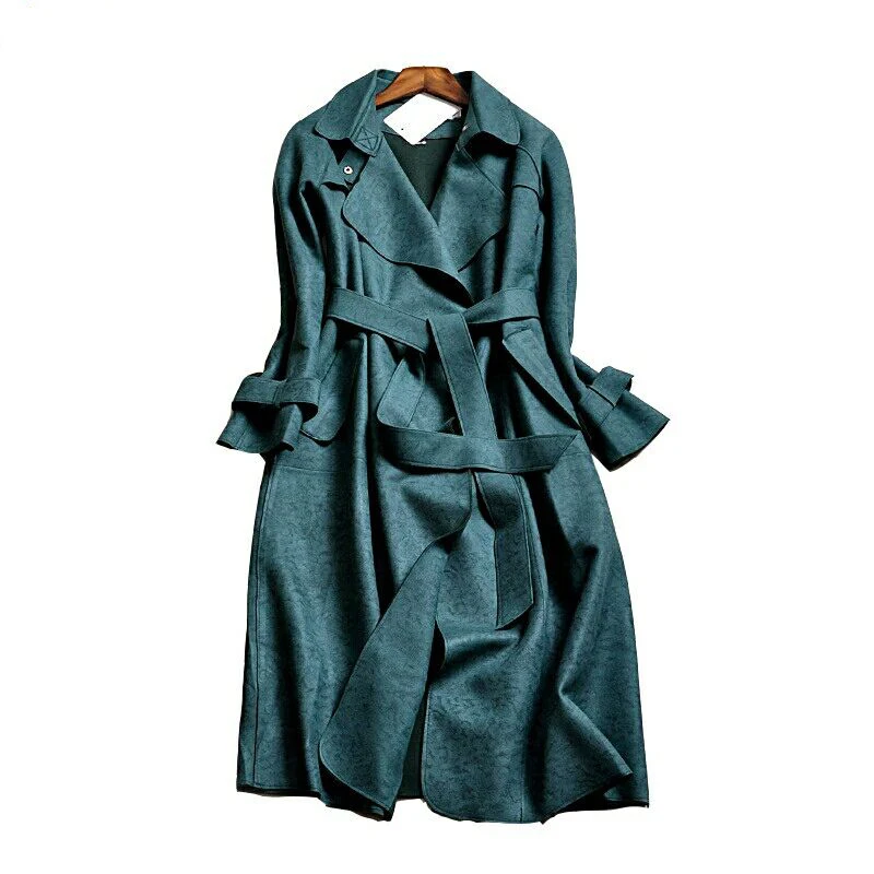 

2019 Women Suede Coat Women Autumn Winter CoatFashion Long Windbreaker Plus Size Casual Tops Jacket Women Plus Size Long Coat